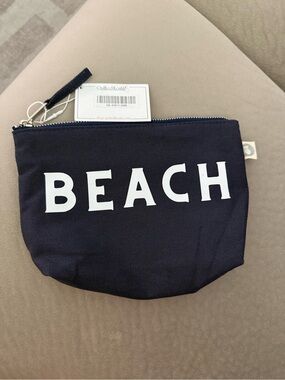 Quilted Koala - BEACH Navy Canvas Zip Pouch